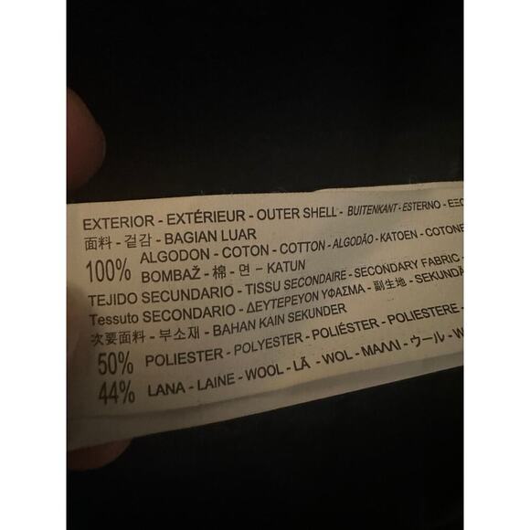 Zara Man Sz Small Dark Blue‎ Chambray Coat Removable Fur Collar Wool insulated - Picture 7 of 9